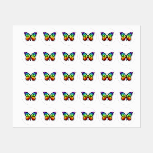 Rainbow butterfly Monarch Labels