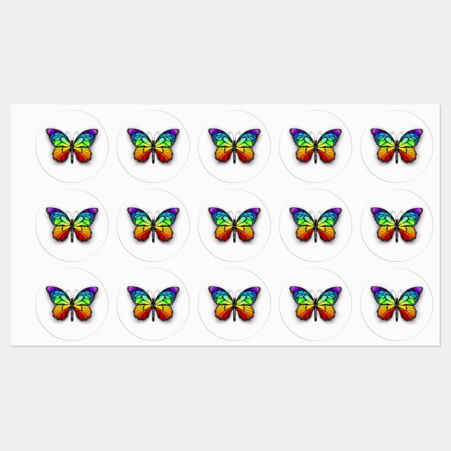 Rainbow butterfly Monarch Labels (Sheet)