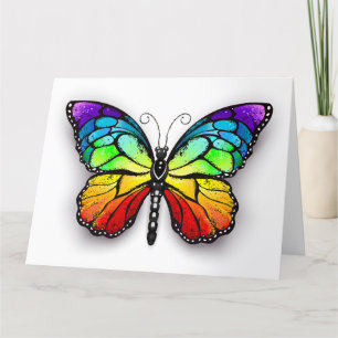 Rainbow butterfly Monarch Letterpress Thank You Card