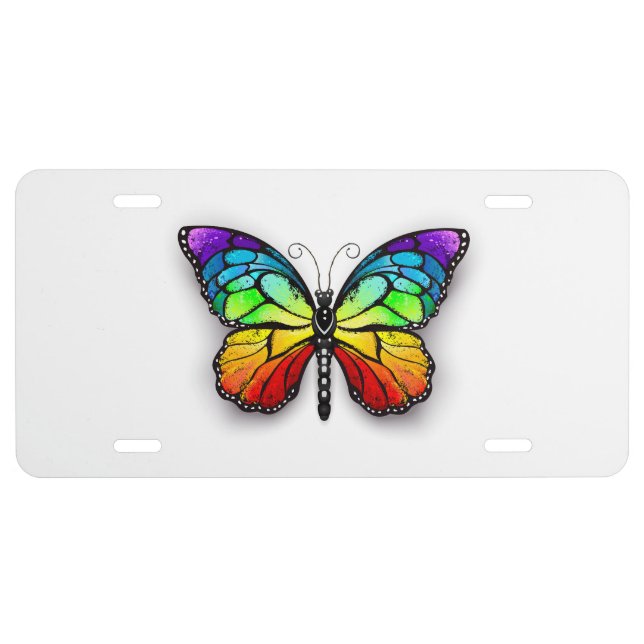 Rainbow butterfly Monarch License Plate (Front)
