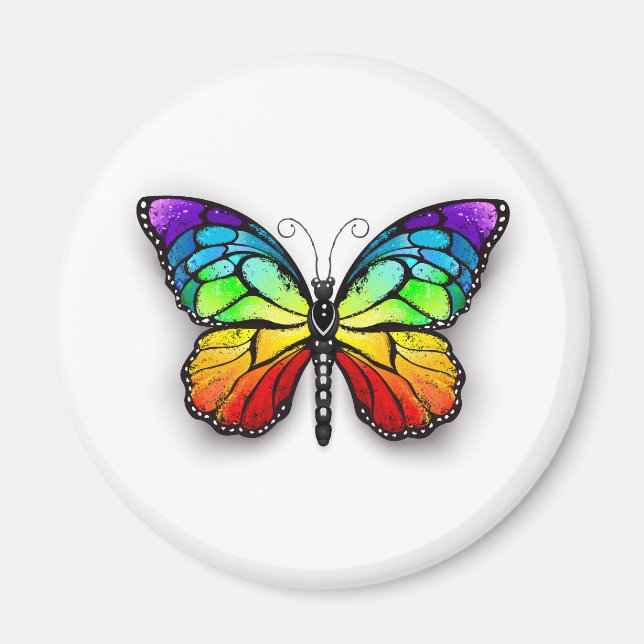 Rainbow butterfly Monarch Magnet (Front)