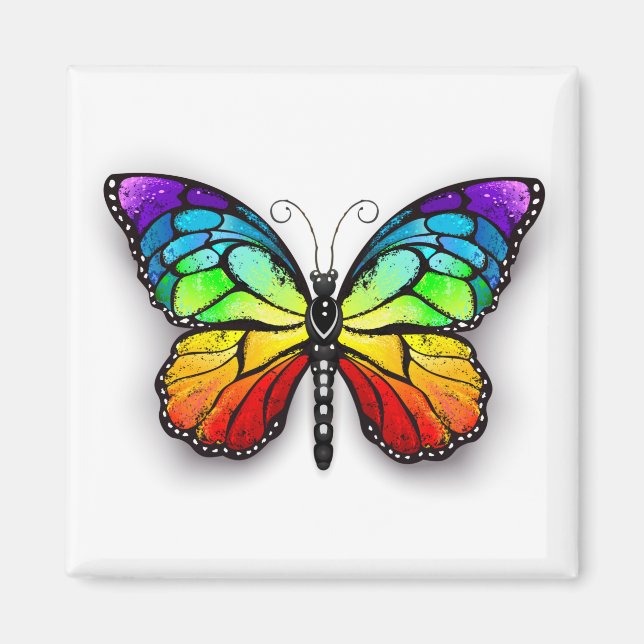 Rainbow butterfly Monarch Magnet (Front)