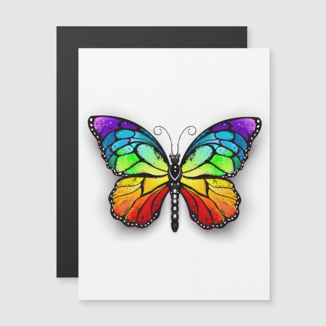 Rainbow butterfly Monarch Magnetic Invitation (Front/Back)