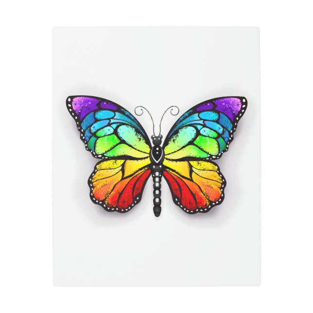 Rainbow butterfly Monarch Metal Print (Front)