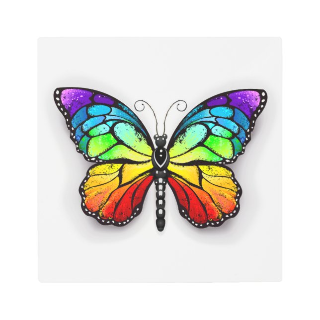 Rainbow butterfly Monarch Metal Print (Front)