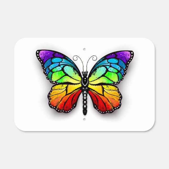 Rainbow butterfly Monarch Metal Sign (Front)