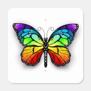 Rainbow butterfly Monarch Metal Sign