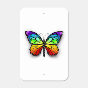 Rainbow butterfly Monarch Metal Sign