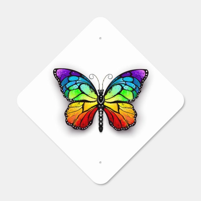 Rainbow butterfly Monarch Metal Sign (Front)