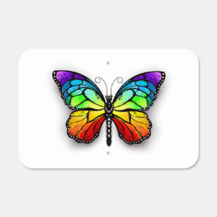 Rainbow butterfly Monarch Metal Sign