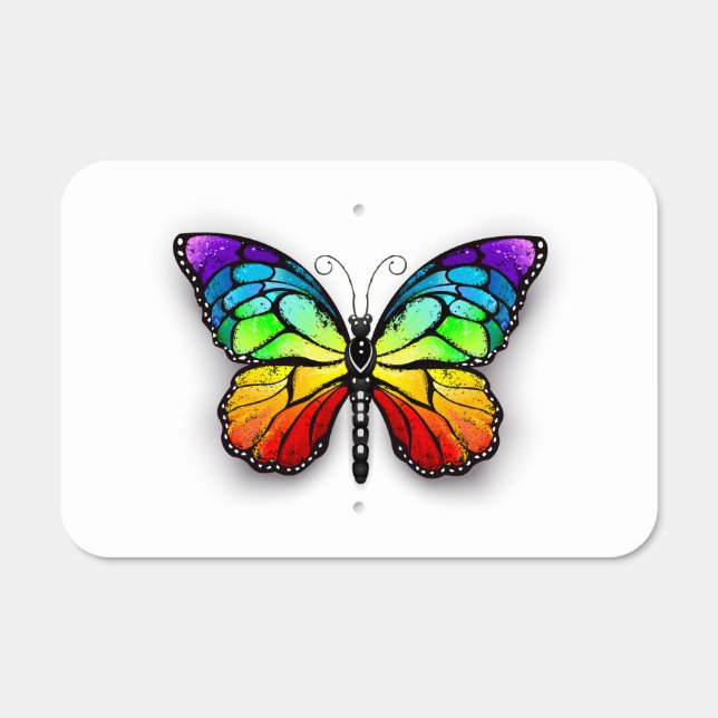 Rainbow butterfly Monarch Metal Sign (Front)