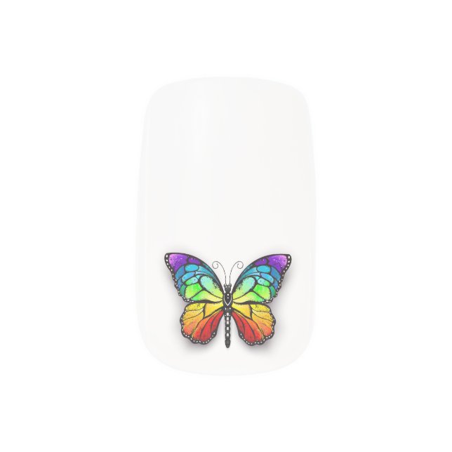 Rainbow butterfly Monarch Minx Nail Art (Left Thumb)