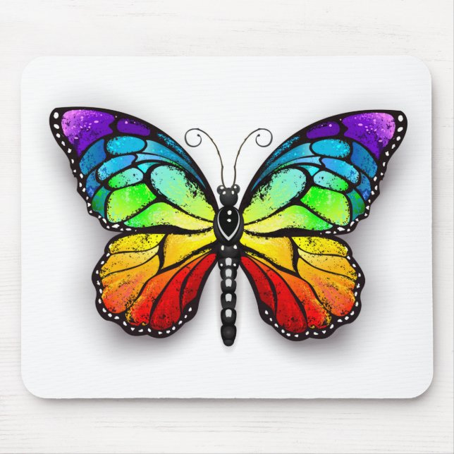 Rainbow butterfly Monarch Mouse Pad (Front)