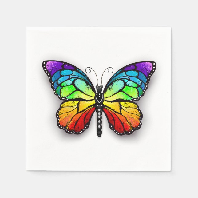 Rainbow butterfly Monarch Napkins (Front)