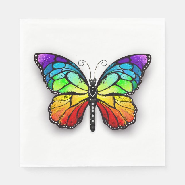 Rainbow butterfly Monarch Napkins (Front)