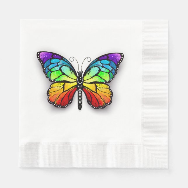 Rainbow butterfly Monarch Napkins (Front)