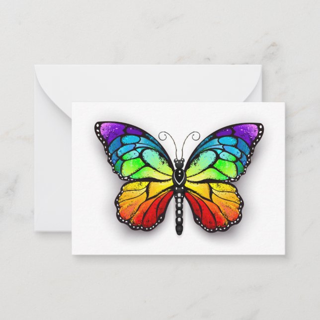Rainbow butterfly Monarch Note Card (Front)