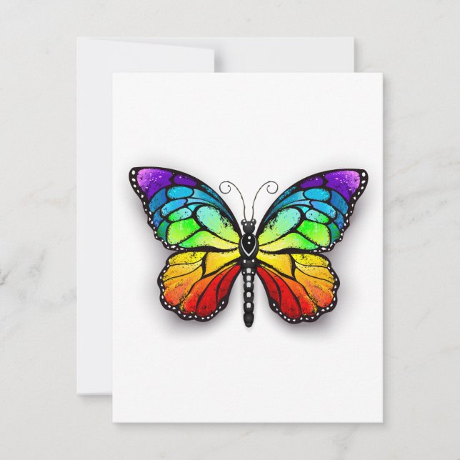 Rainbow butterfly Monarch Note Card (Front)