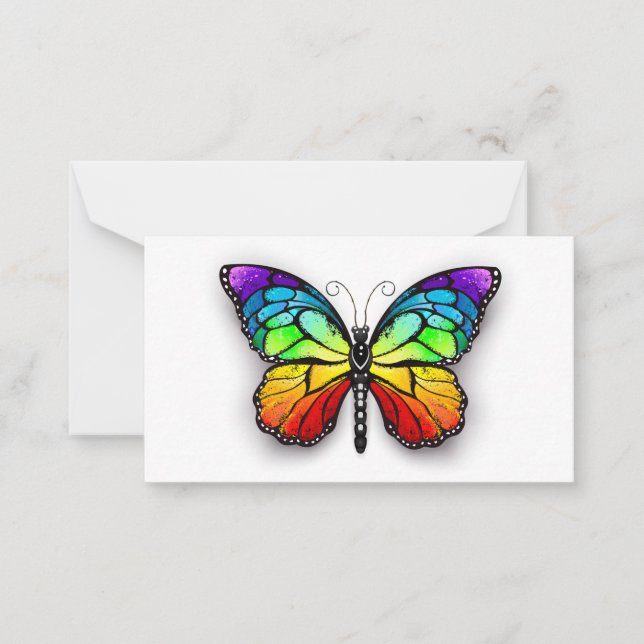 Rainbow butterfly Monarch Note Card (Front)