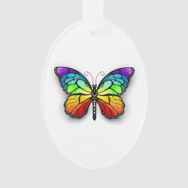 Rainbow butterfly Monarch Ornament (Front)