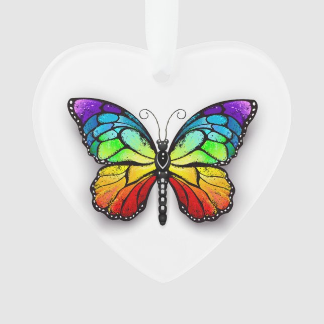 Rainbow butterfly Monarch Ornament (Front)