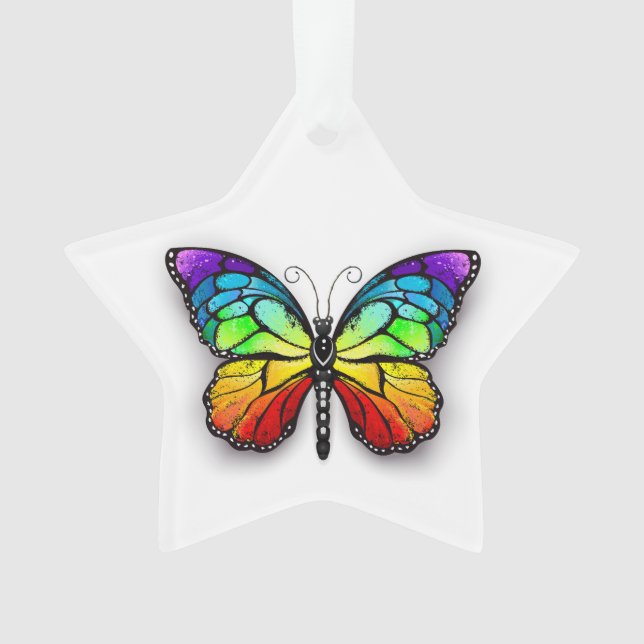 Rainbow butterfly Monarch Ornament (Front)