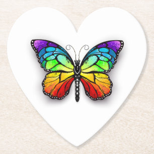 Rainbow butterfly Monarch Paper Coaster