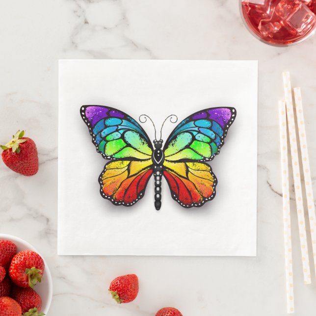 Rainbow butterfly Monarch Paper Dinner Napkins (Insitu)