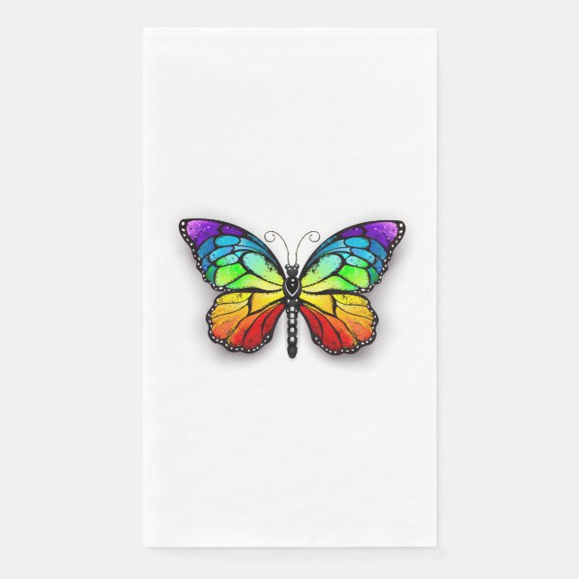 Rainbow butterfly Monarch Paper Guest Towels (Front)