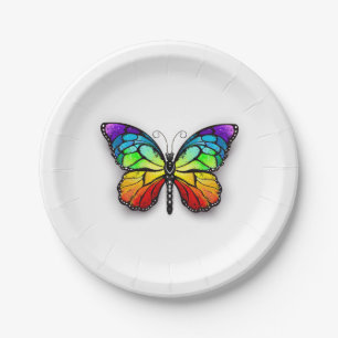 Rainbow butterfly Monarch Paper Plates