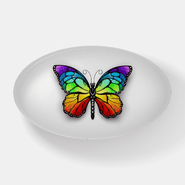 Rainbow butterfly Monarch Paperweight (Front)