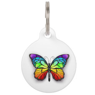 Rainbow butterfly Monarch Pet ID Tag