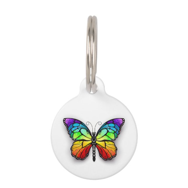 Rainbow butterfly Monarch Pet ID Tag (Front)