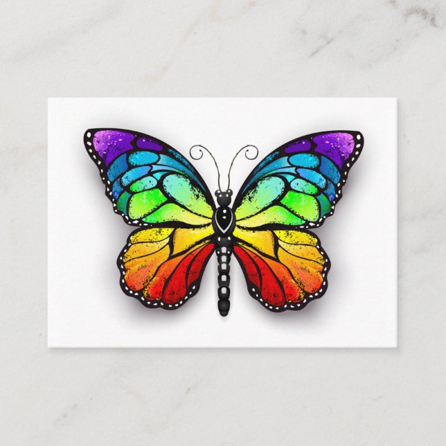 Rainbow butterfly Monarch Place Card (Front)