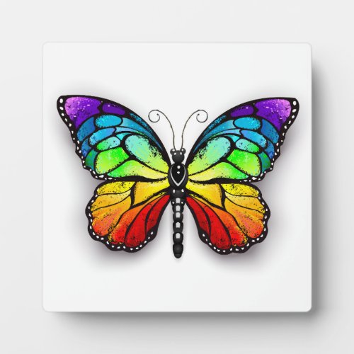 Rainbow butterfly Monarch Plaque