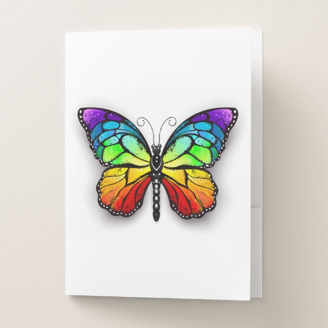 Rainbow butterfly Monarch Pocket Folder (Front)