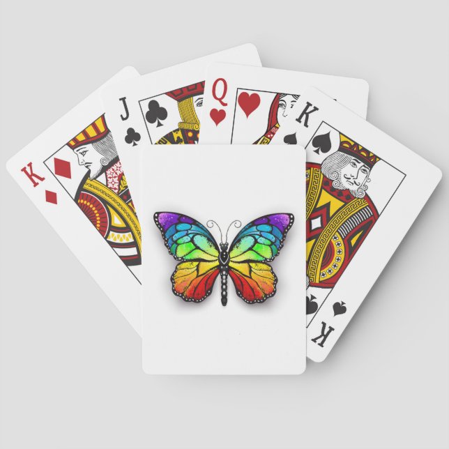 Rainbow butterfly Monarch Poker Cards (Back)