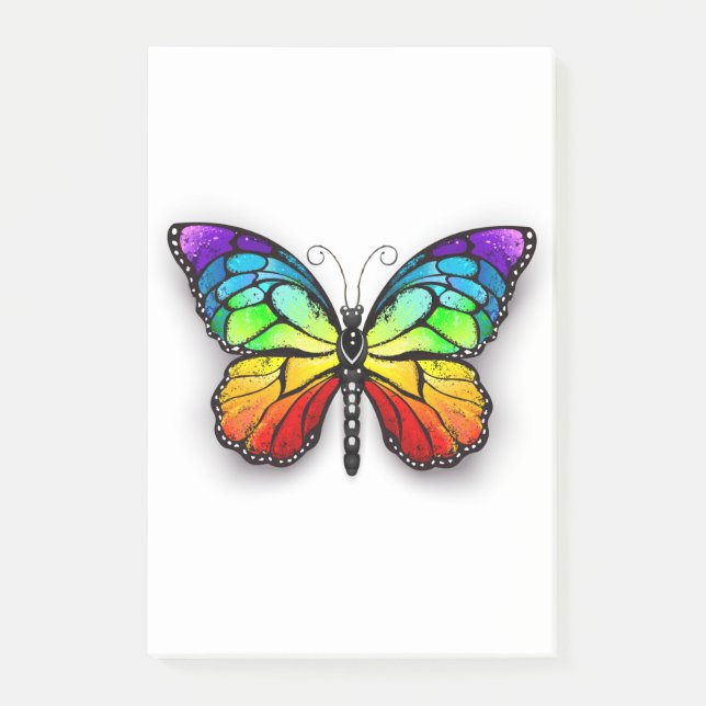 Rainbow butterfly Monarch Post-it Notes (Front)