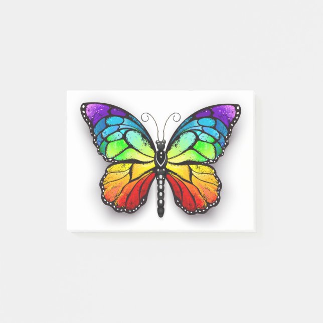 Rainbow butterfly Monarch Post-it Notes (Front)