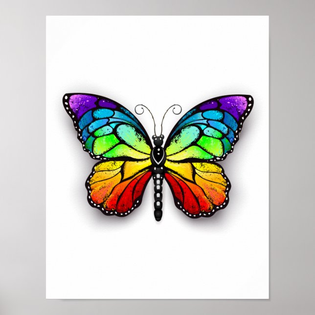 Rainbow butterfly Monarch Poster (Front)