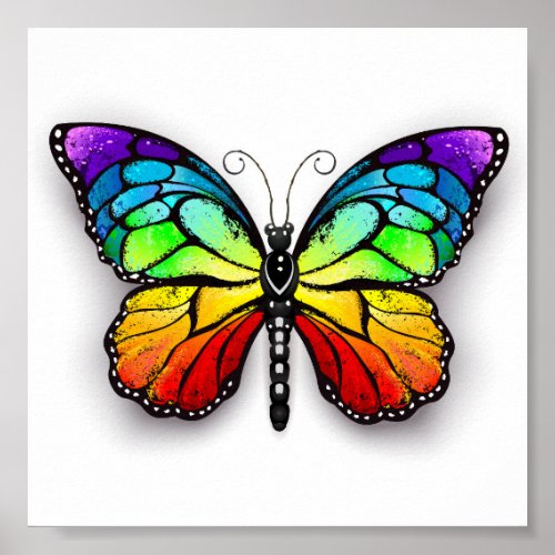 Rainbow butterfly Monarch Poster