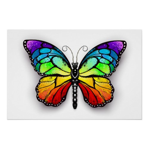 Rainbow butterfly Monarch Poster