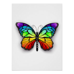Rainbow butterfly Monarch Poster