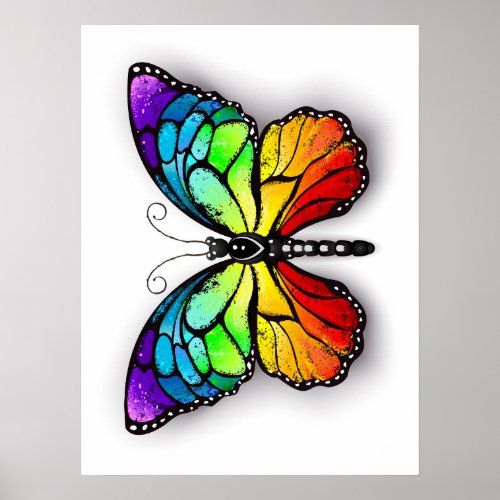 Rainbow butterfly Monarch Poster