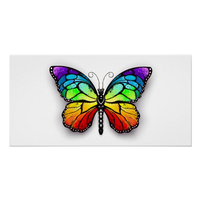 Rainbow butterfly Monarch Poster (Front)