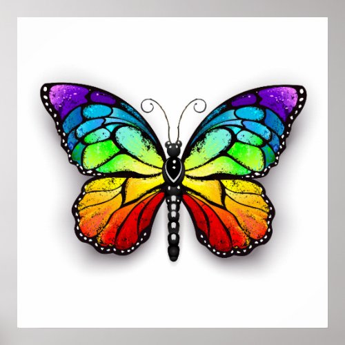 Rainbow butterfly Monarch Poster