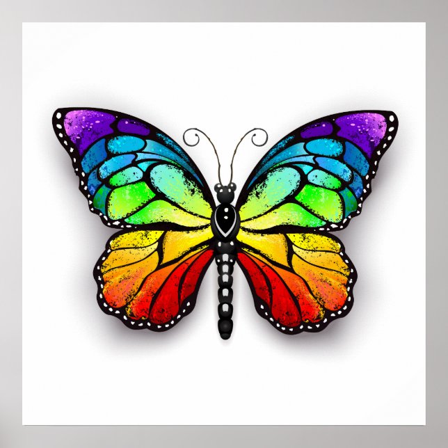 Rainbow butterfly Monarch Poster (Front)