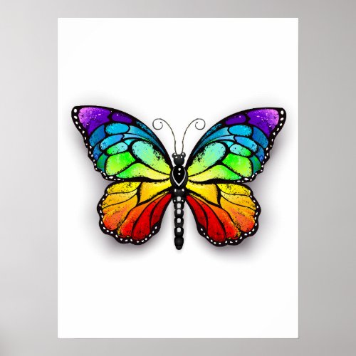 Rainbow butterfly Monarch Poster