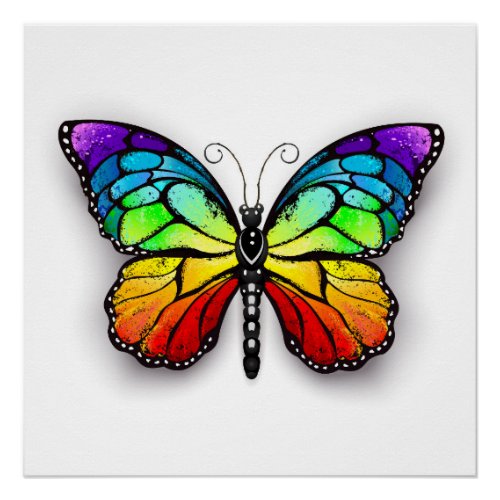 Rainbow butterfly Monarch Poster