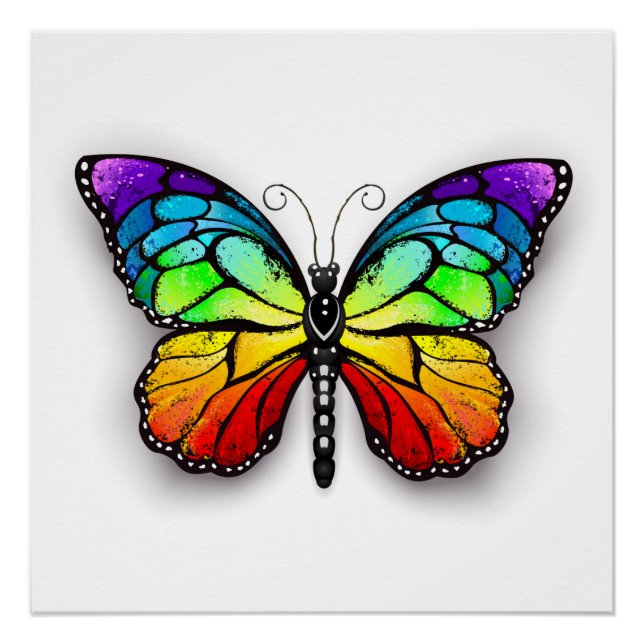 Rainbow butterfly Monarch Poster (Front)